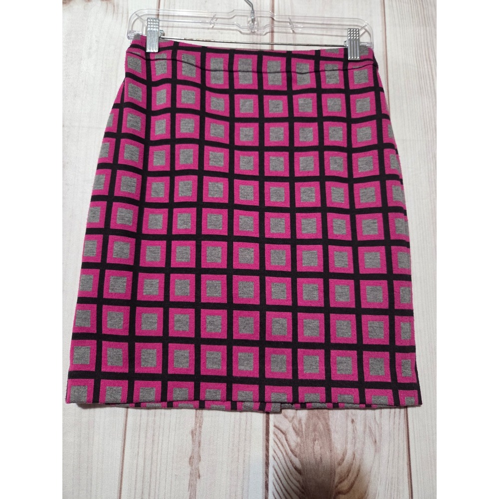 Halogen Pink Grey Black Geometric Square Print Mini Skirt Size 0 Back Zip Vent